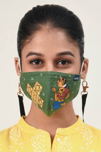 chausar-cheriyal-scroll-hand-painted-cotton-reusable-mask-festive-gift-box-packaging-pack-of-1-462