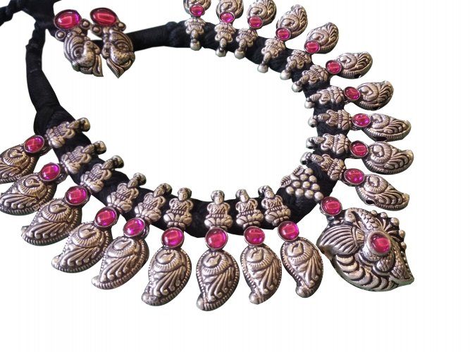advaita-handicrafts-german-silver-oxidized-peacock-pendant-set-6780